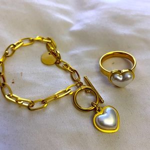 Set Stainless Steel bracelet and ring Size 8